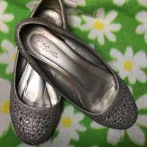 Silver shoes with rhinestones
